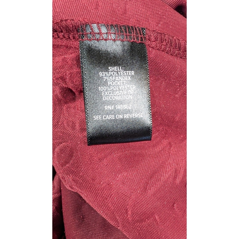 Torrid Burgundy Velvet Embossed Damask Wrap Dress V-Neck Long Sleeve Plus Size 2 - Picture 9 of 9